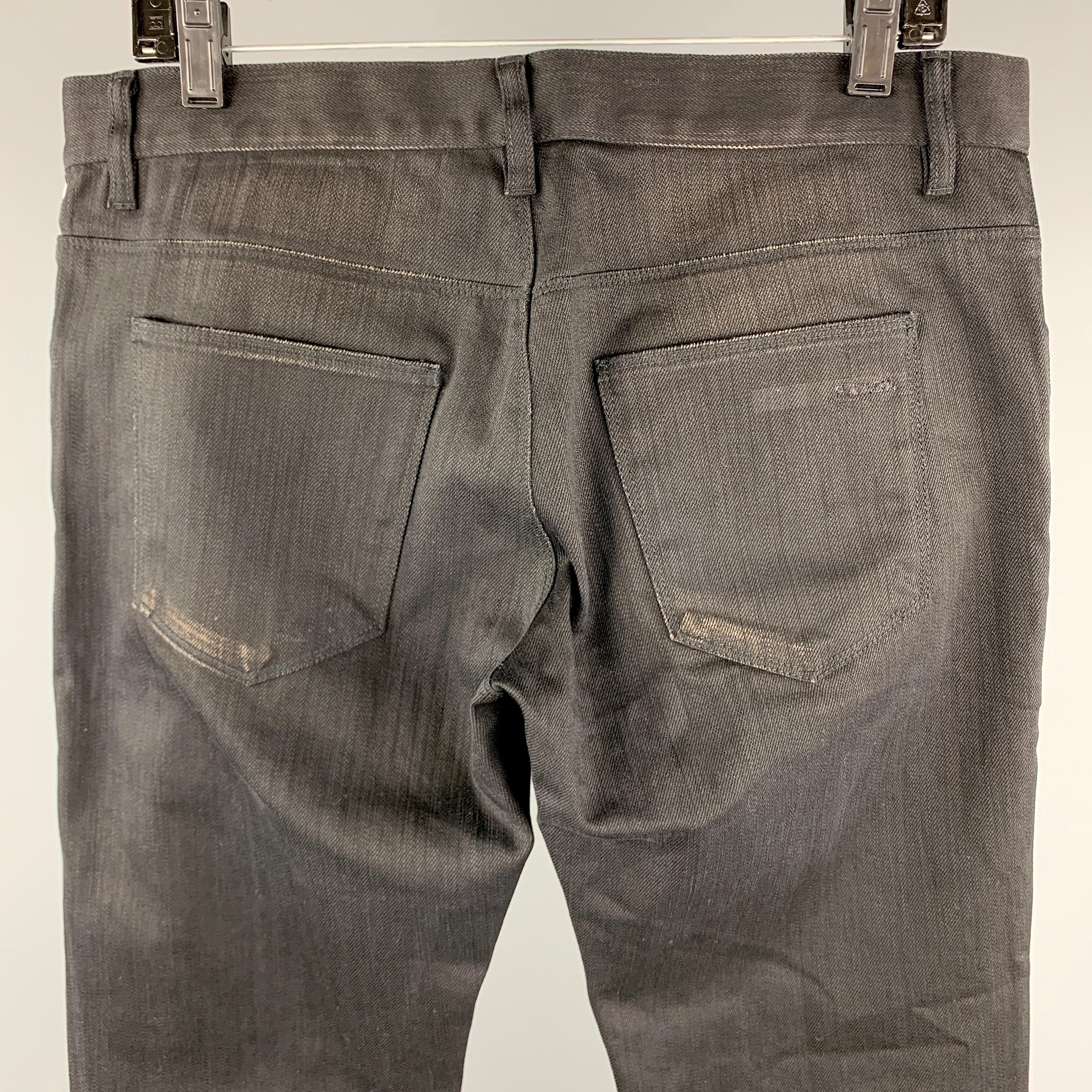 Men's PRADA Size 33 Black Denim Button Fly Jeans