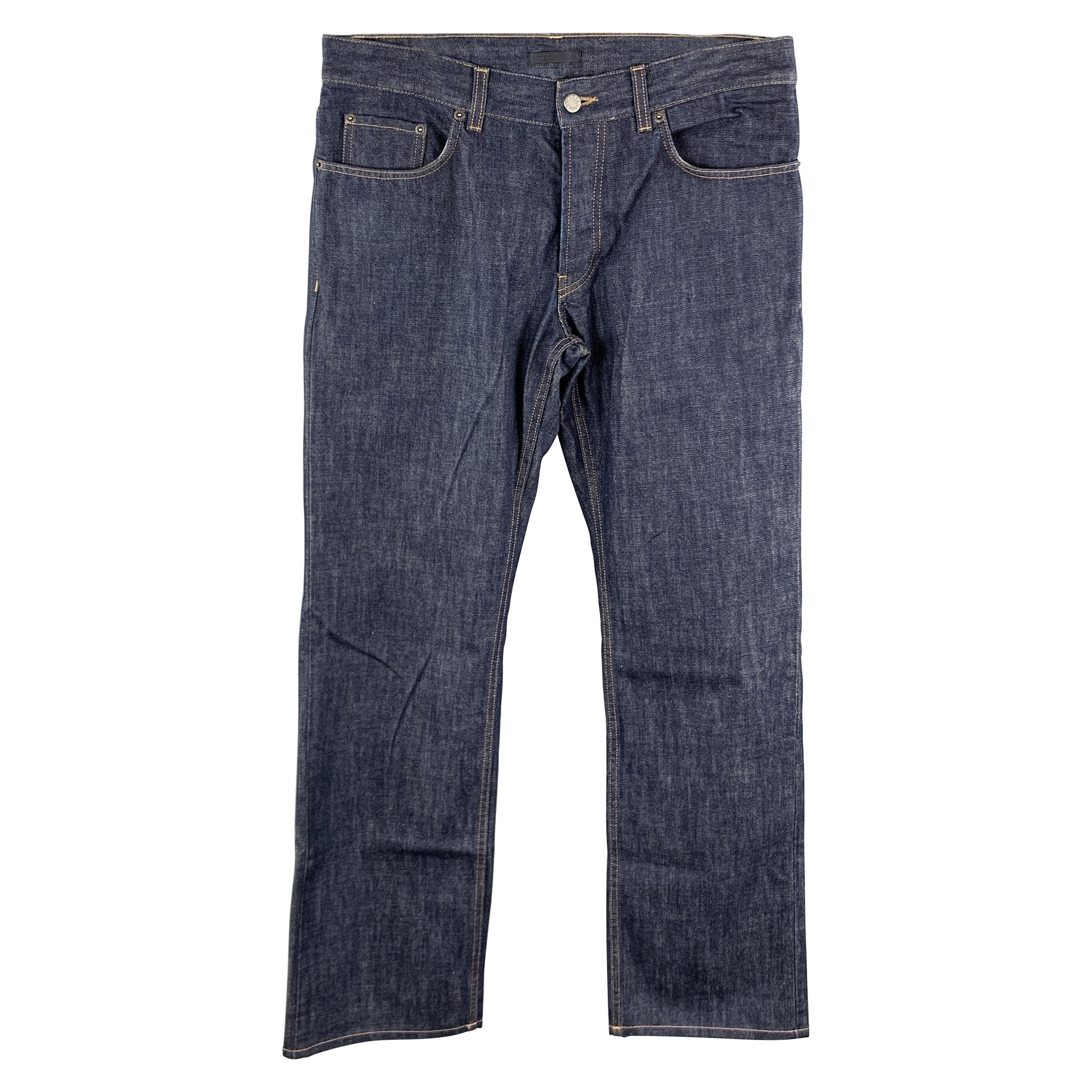 PRADA Size 33 Indigo Contrast Stitch Denim Button Fly Jeans
