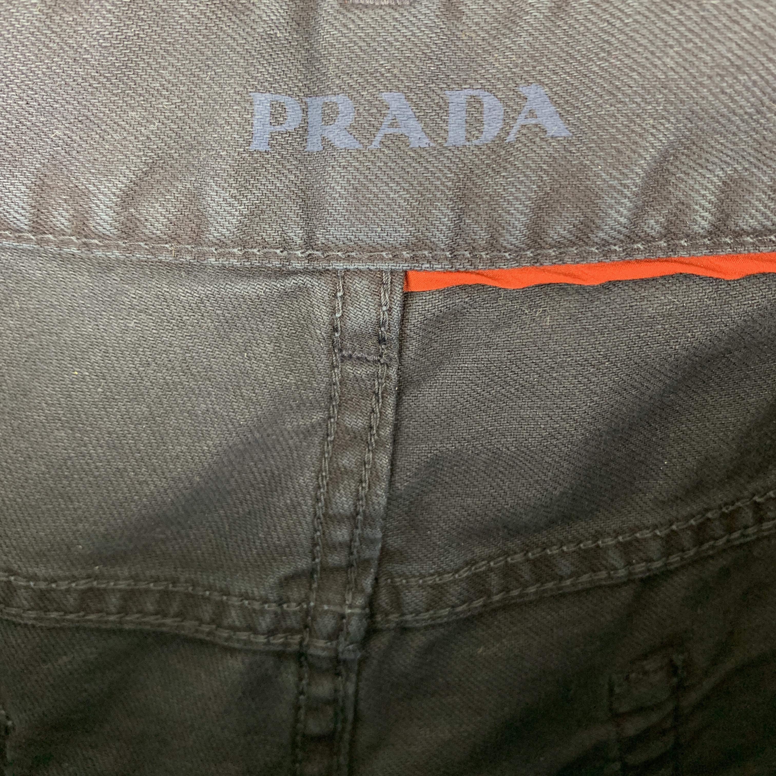 PRADA Size 33 Navy Solid Cotton Jean Cut Casual Pants In Good Condition In San Francisco, CA