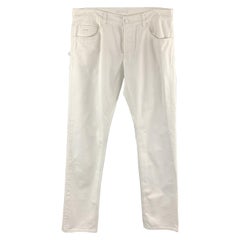 PRADA Size 33 White Solid Denim Button Fly Jeans