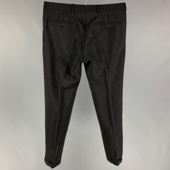 PRADA Size 34 Black Mohair Lana Wool Button Fly Dress Pants