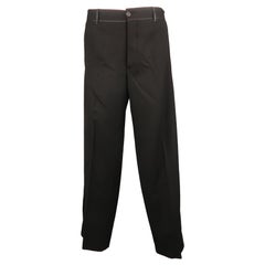 PRADA Size 34 Black Solid Wool 32 Tuxedo Dress Pants