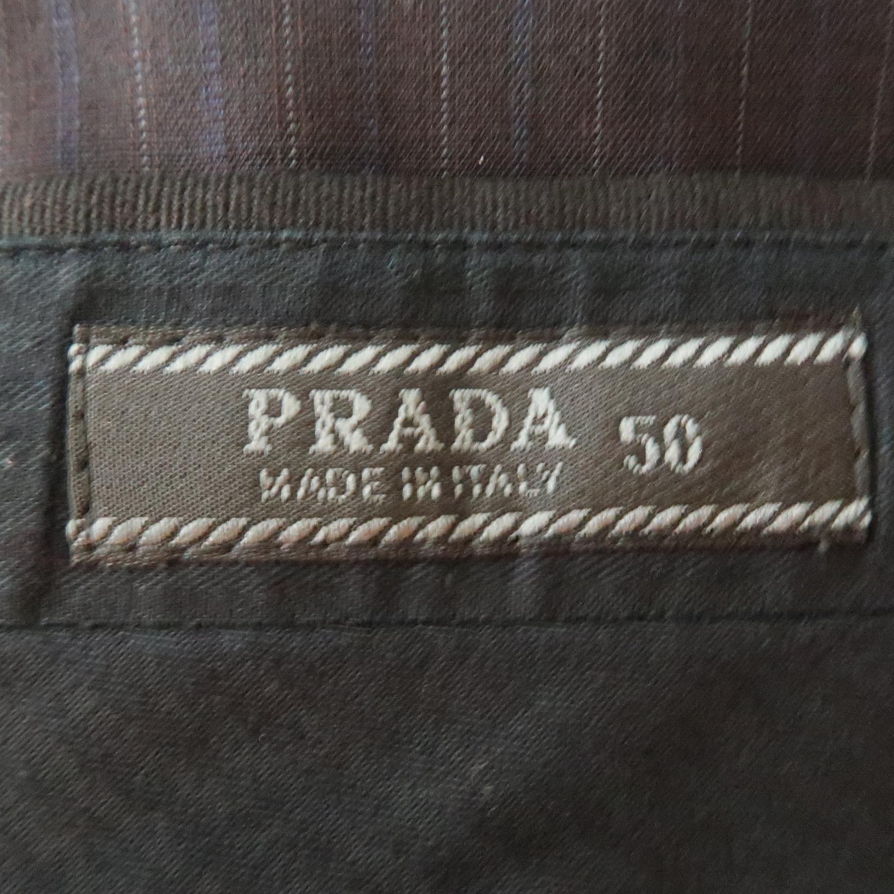 Men's PRADA Size 34 Black Stripe Wool 32 Flat Front Dress Pants