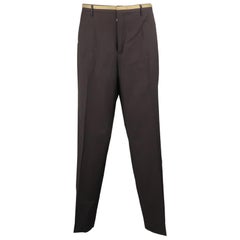 PRADA Size 34 Black Stripe Wool 32 Flat Front Dress Pants