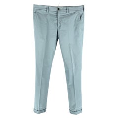 PRADA Size 34 Blue Solid Cotton Elastane Zip Fly Dress Pants