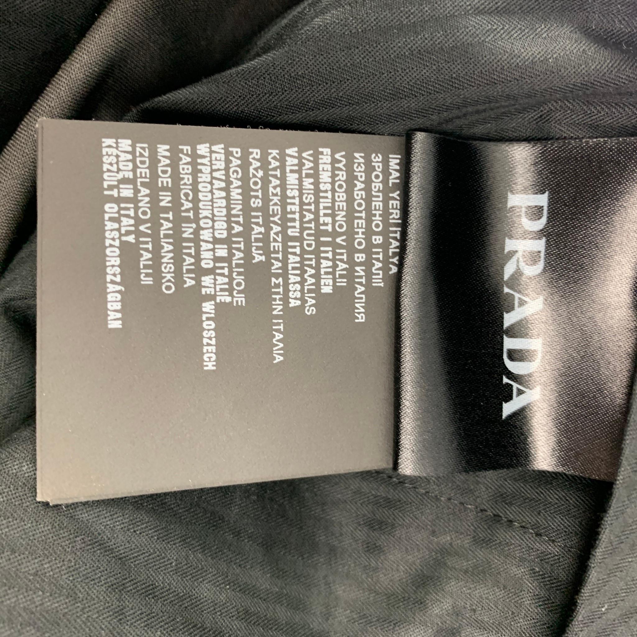 PRADA Size 34 Charcoal Wool Mohair Flat Dress Pants In Good Condition In San Francisco, CA