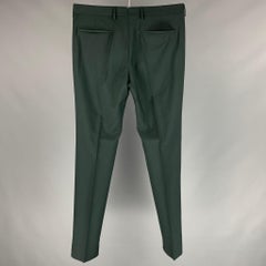 PRADA Size 34 Forest Green Wool / Mohair Zip Fly Dress Pants