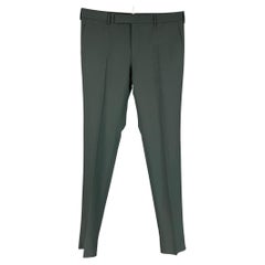 PRADA Size 34 Forest Green Wool / Mohair Zip Fly Dress Pants