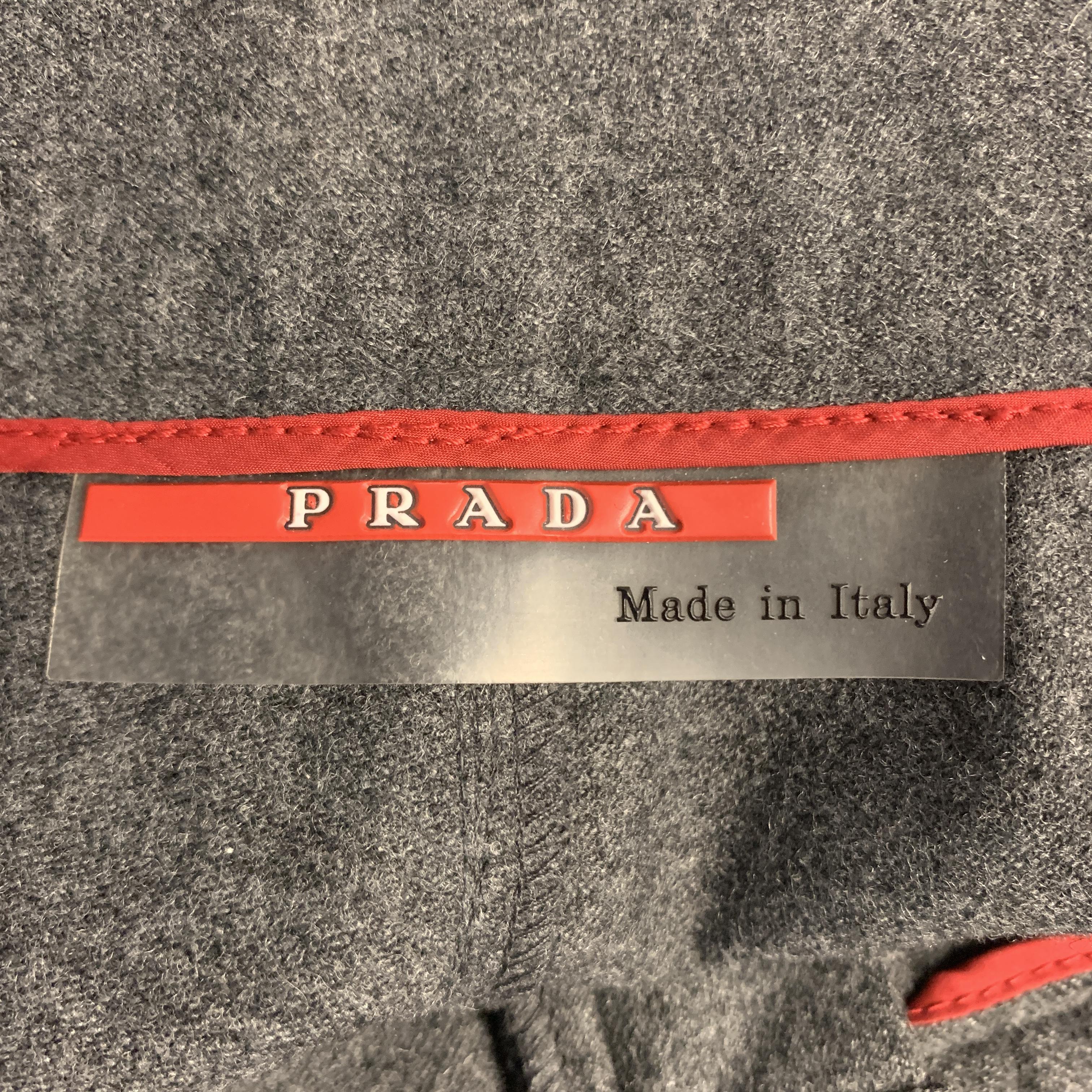 Men's PRADA Size 34 Gray Solid Wool Blend Zip Casual Pants