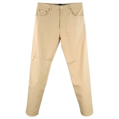 PRADA Taille 34 Kaki Twill Coton Classic Fit Tapered Button Fly Jeans