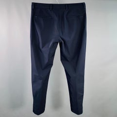 PRADA Taglia 34 Pantaloni casual in Twill di Poliestere Navy con zip frontale piatta