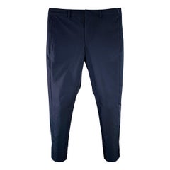 PRADA Size 34 Navy Polyester Twill Flat Front Zip Fly Casual Pants