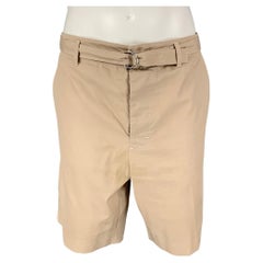 Beige Baumwoll-Shorts mit Gürtel von PRADA