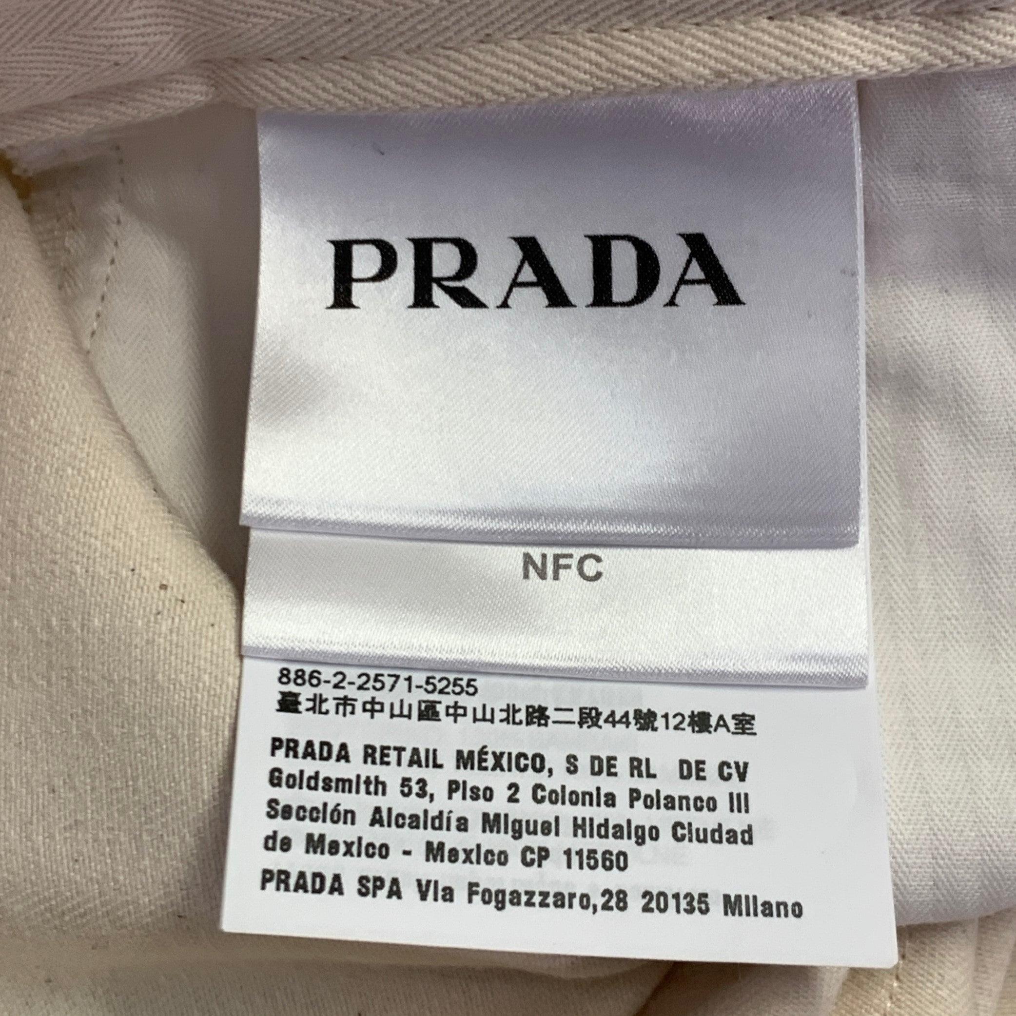 PRADA Size 36 Beige Cotton Herringbone Tapered Elastic Cuffs Zip Fly Casual Pants For Sale 3