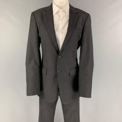 PRADA Size 36 Black Charcoal Virgin Wool Silk Notch Lapel Suit