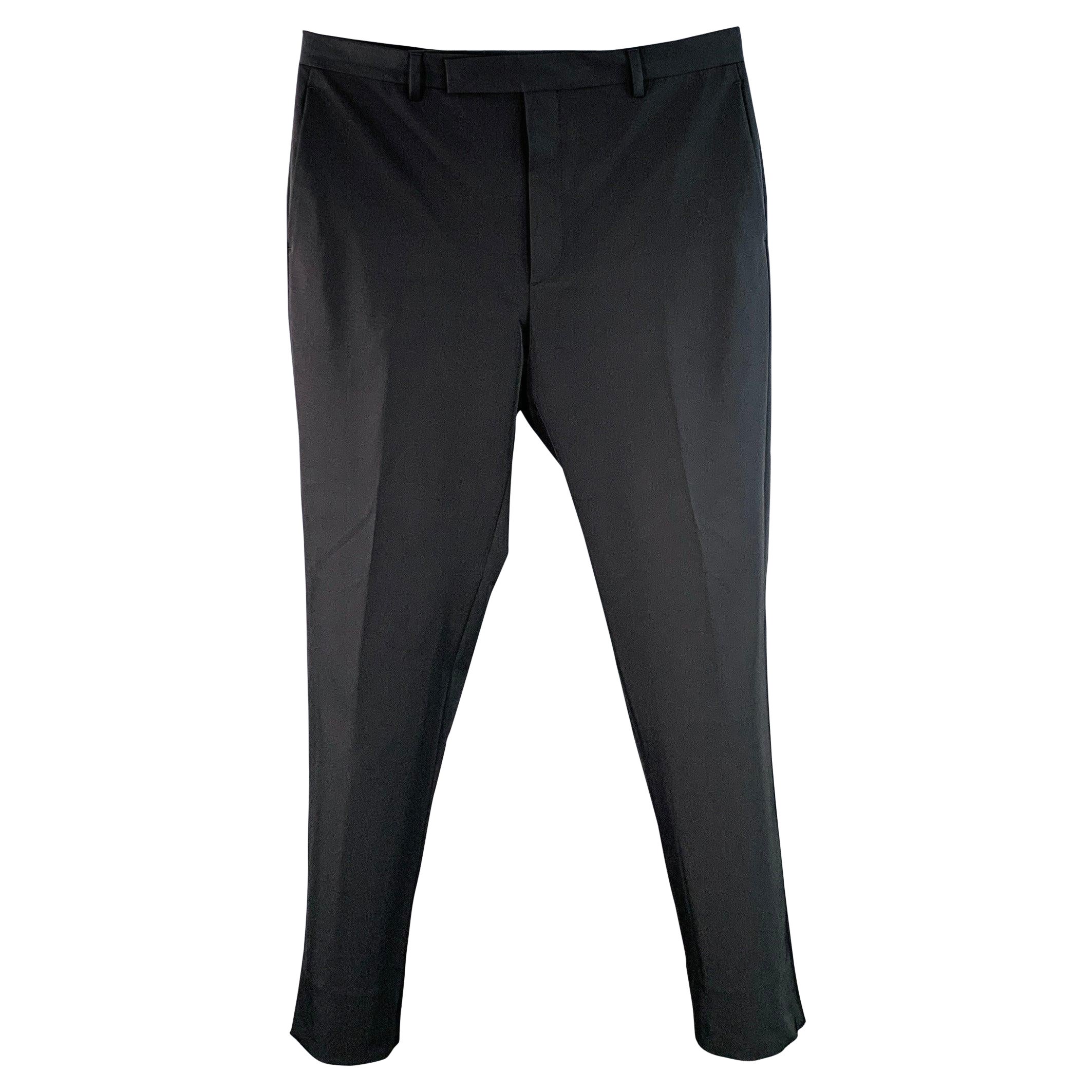 PRADA Taille 36 Pantalon habillé à braguette boutonnée en polyester mélangé noir