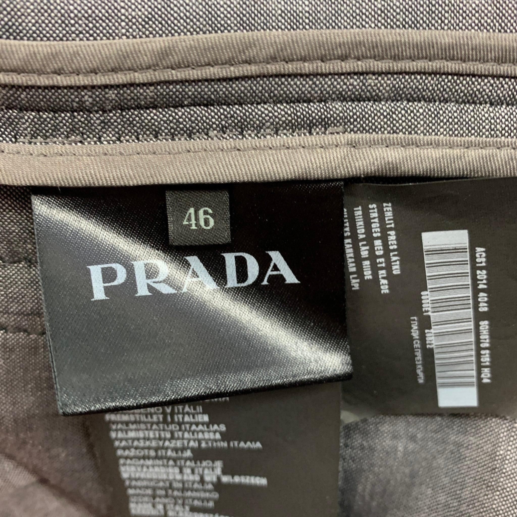 Men's PRADA Size 36 Dark Gray Contrast Stitch Mohair / Wool Jacket For Sale