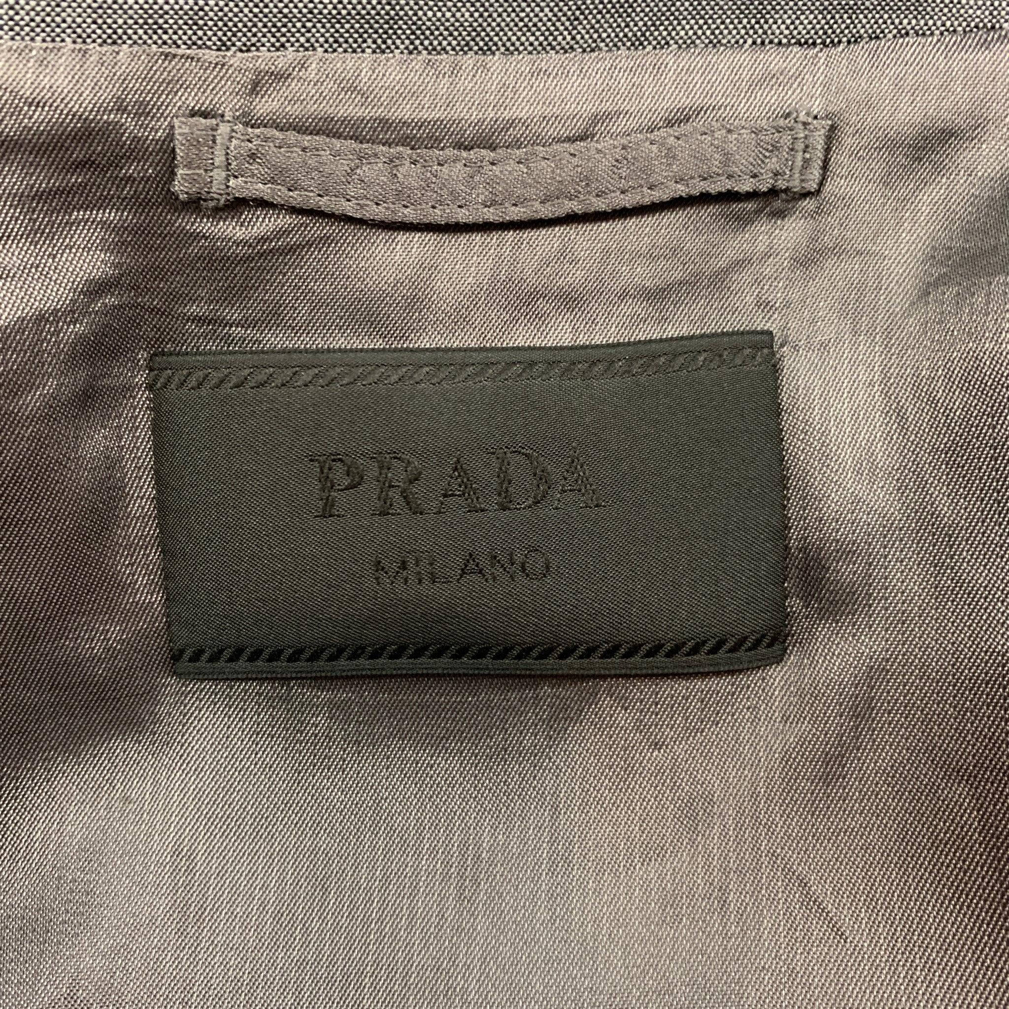 PRADA Size 36 Dark Gray Contrast Stitch Mohair / Wool Jacket For Sale 2