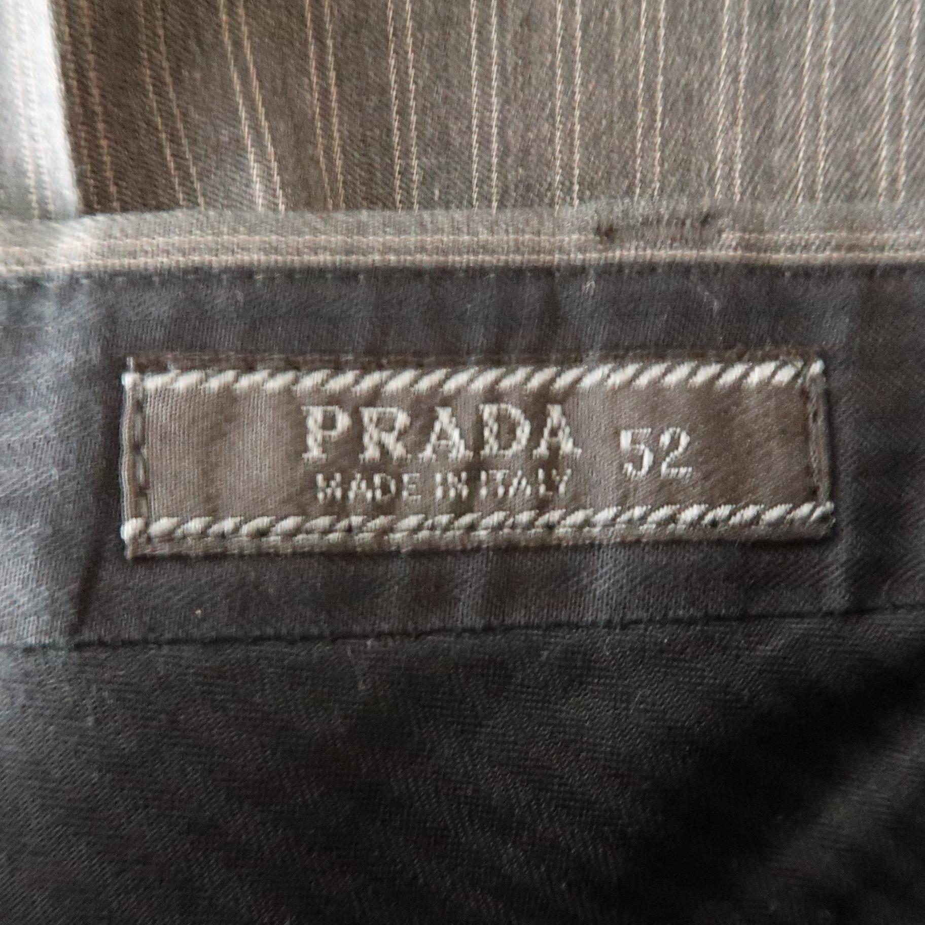 PRADA Size 36 Gray Stripe Wool Blend 31 Button Fly Dress Pants 1