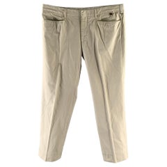 PRADA Taille 36 Pantalon décontracté en coton kaki avec fermeture éclair