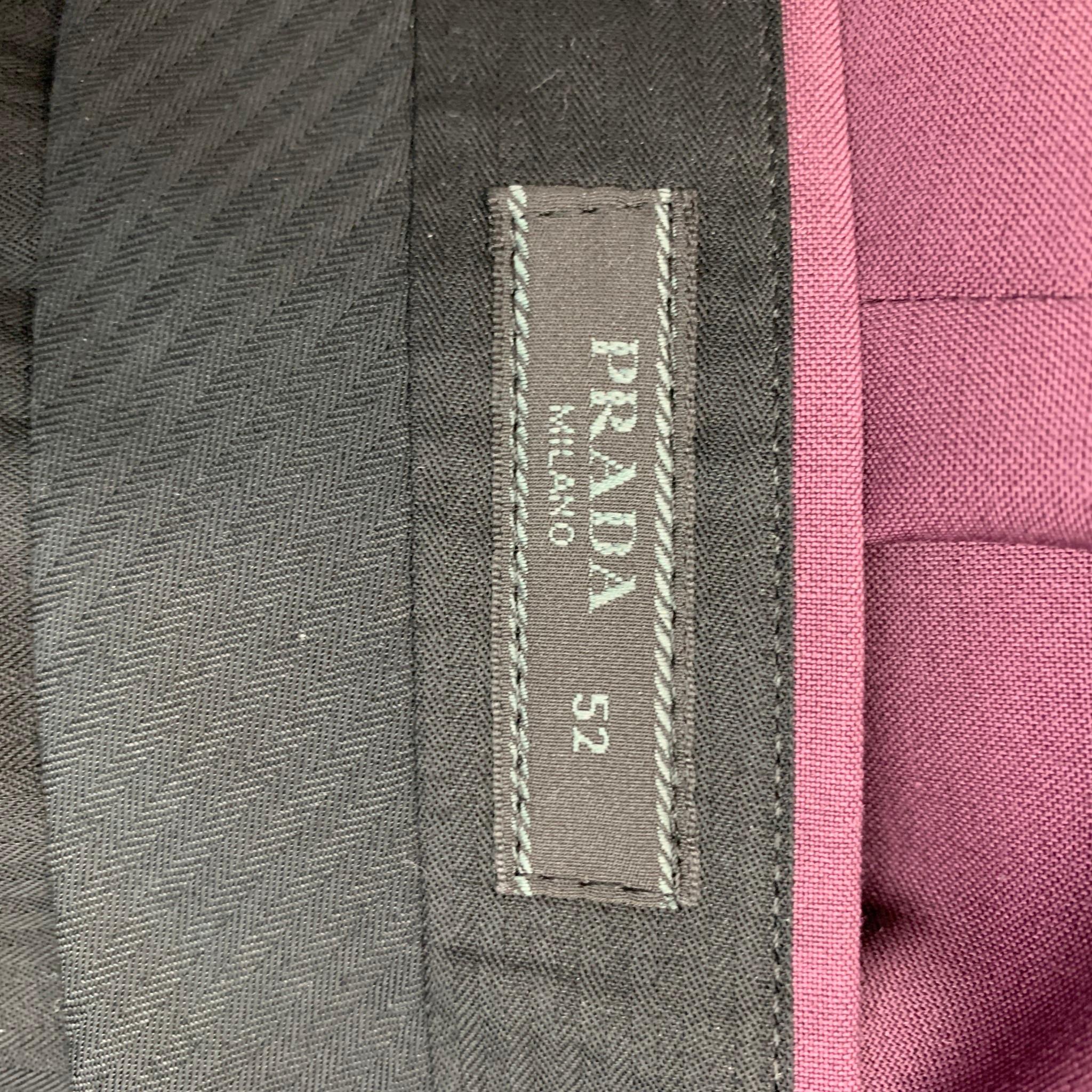 PRADA Size 36 Purple Solid Wool Mohair Zip Fly Dress Pants 1