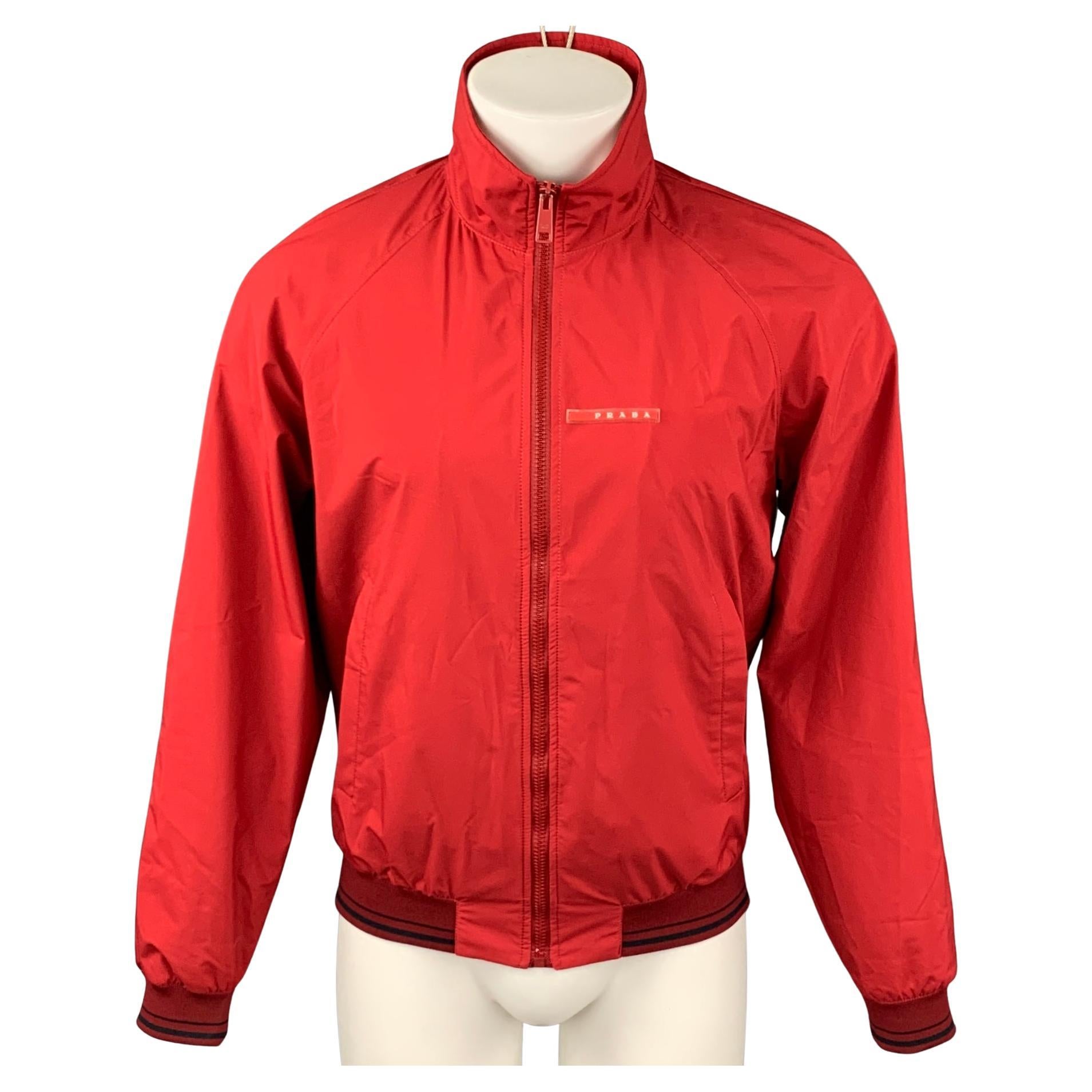 PRADA Size 36 Red Polyester Windbreaker Jacket