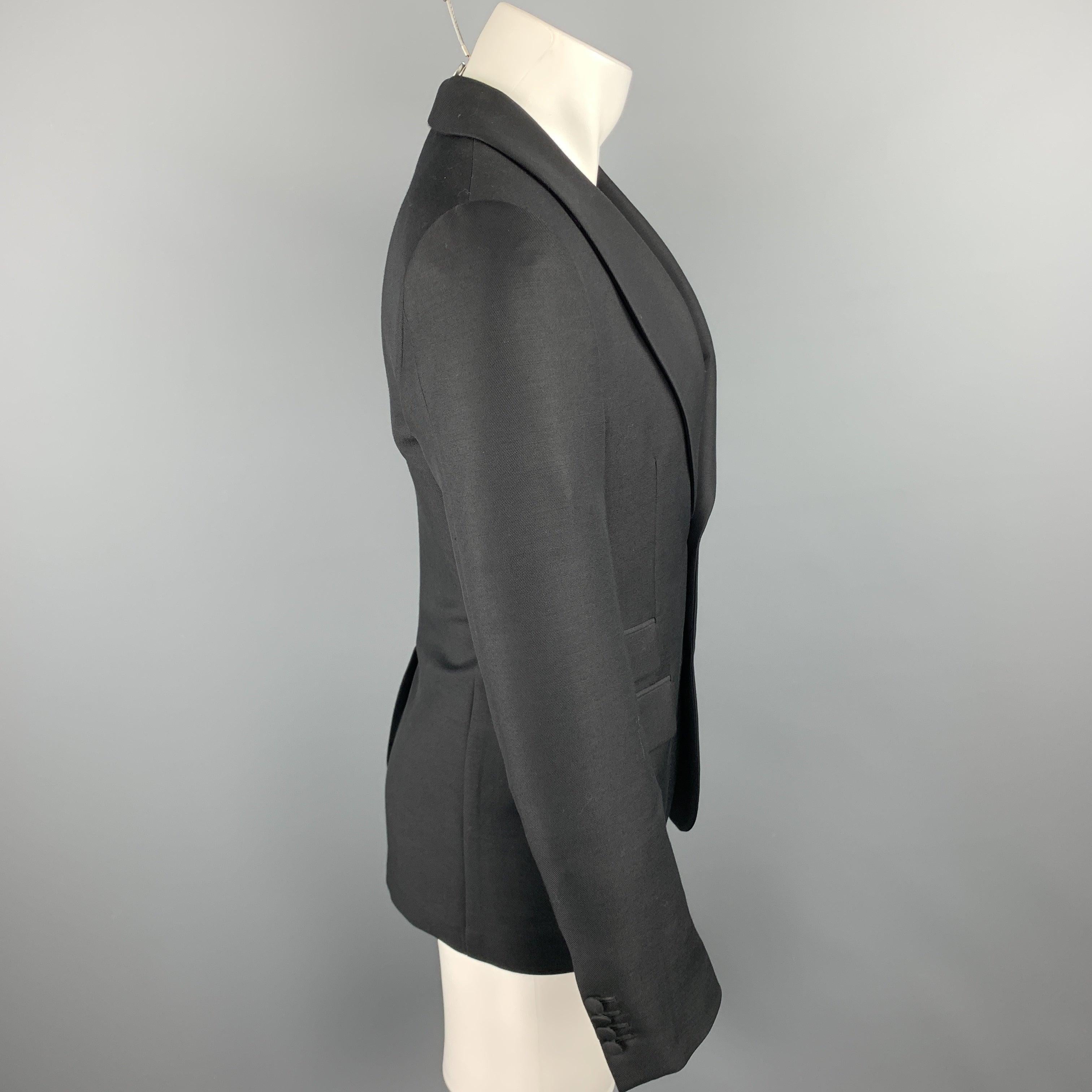 PRADA Size 36 Regular Black Solid Wool / Mohair Shawl Collar Sport Coat In Excellent Condition For Sale In San Francisco, CA
