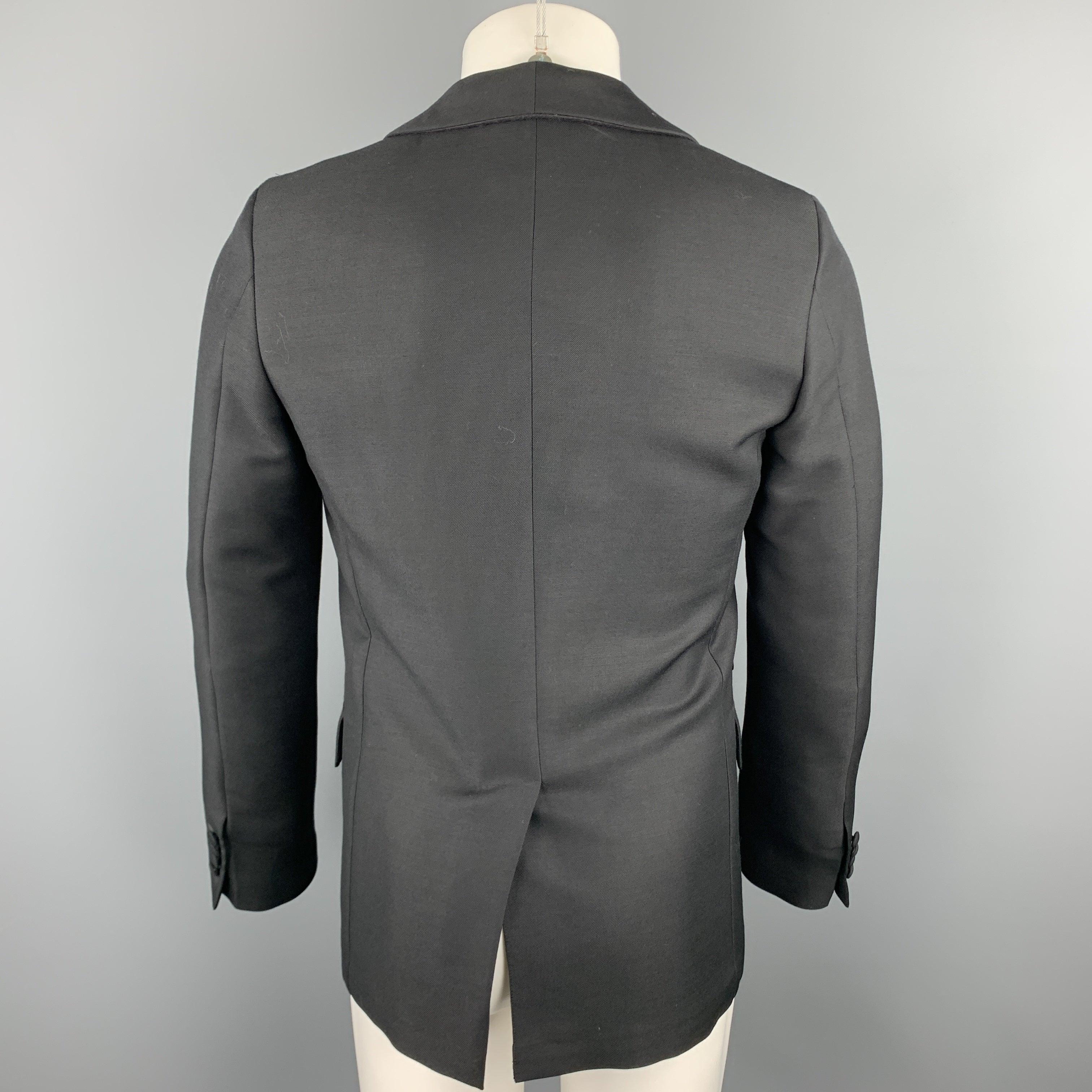 Men's PRADA Size 36 Regular Black Solid Wool / Mohair Shawl Collar Sport Coat For Sale