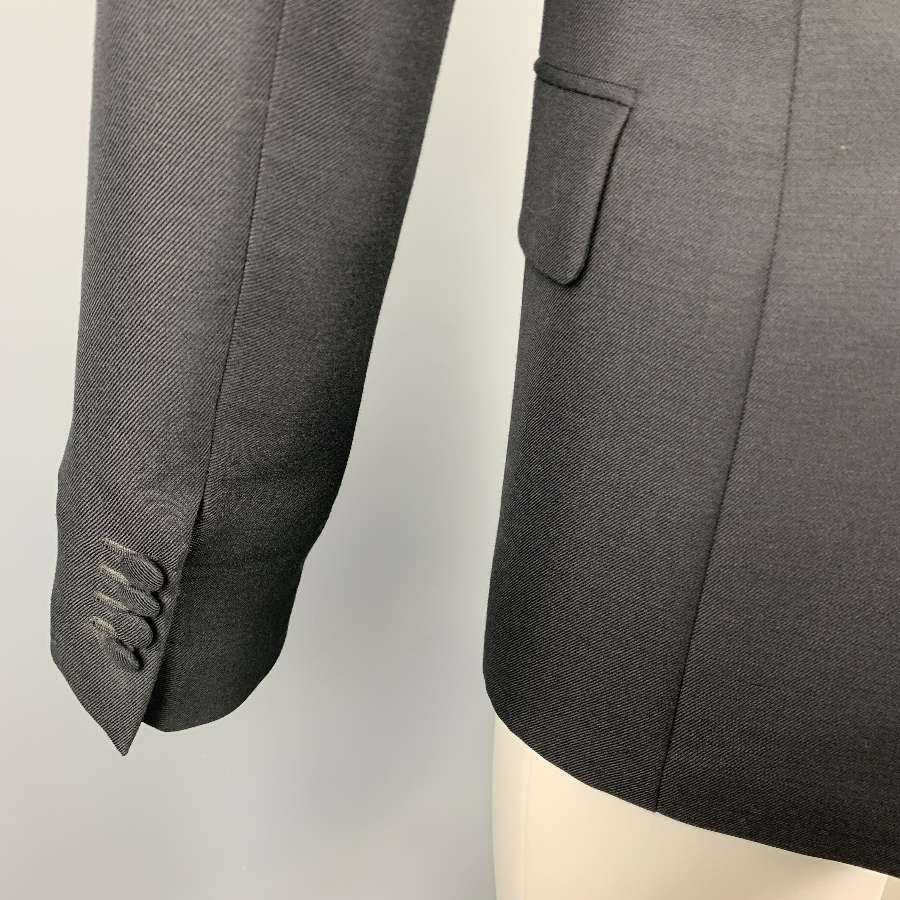 PRADA Size 36 Regular Black Solid Wool / Mohair Shawl Collar Sport Coat For Sale 1