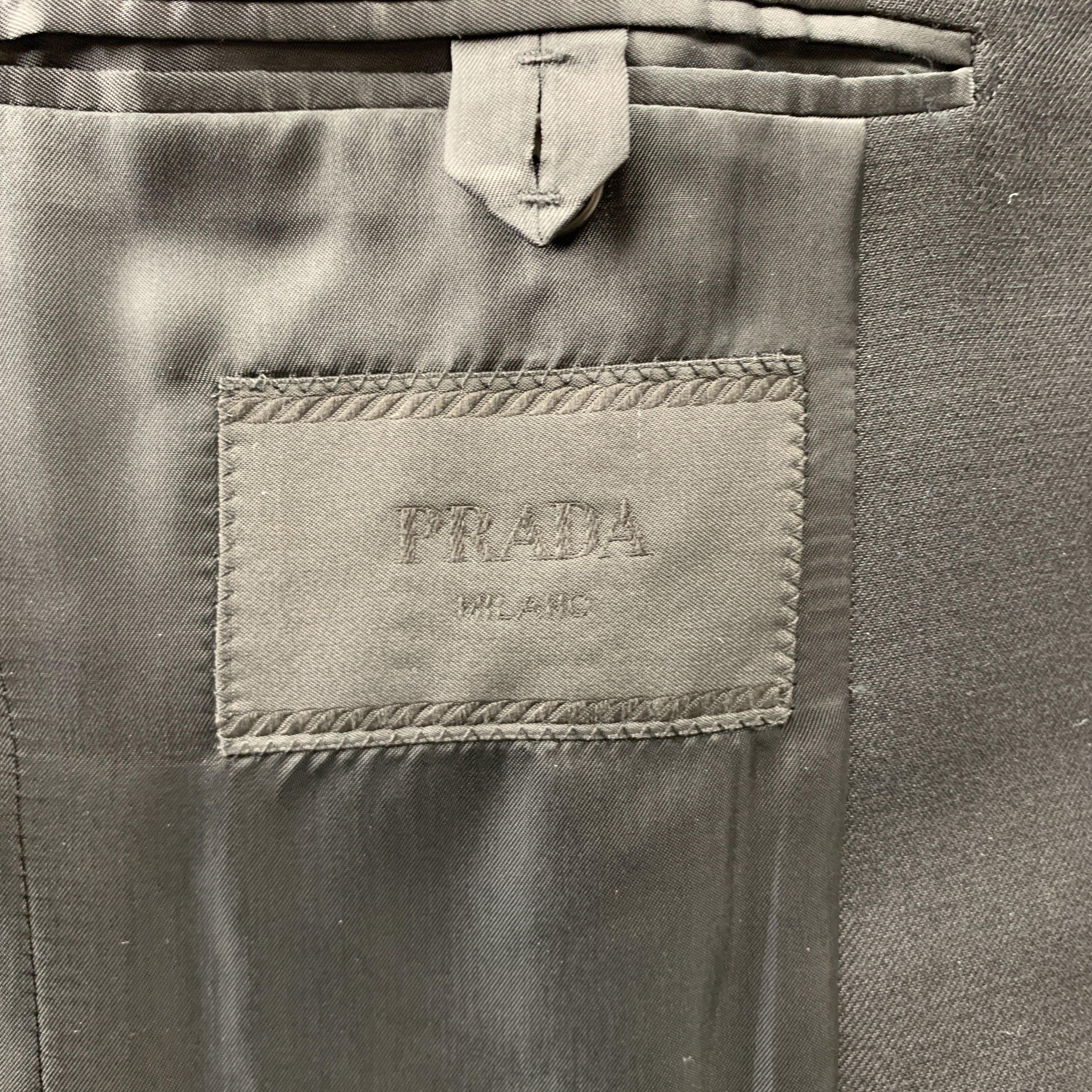 PRADA Size 36 Regular Black Solid Wool / Mohair Shawl Collar Sport Coat For Sale 2
