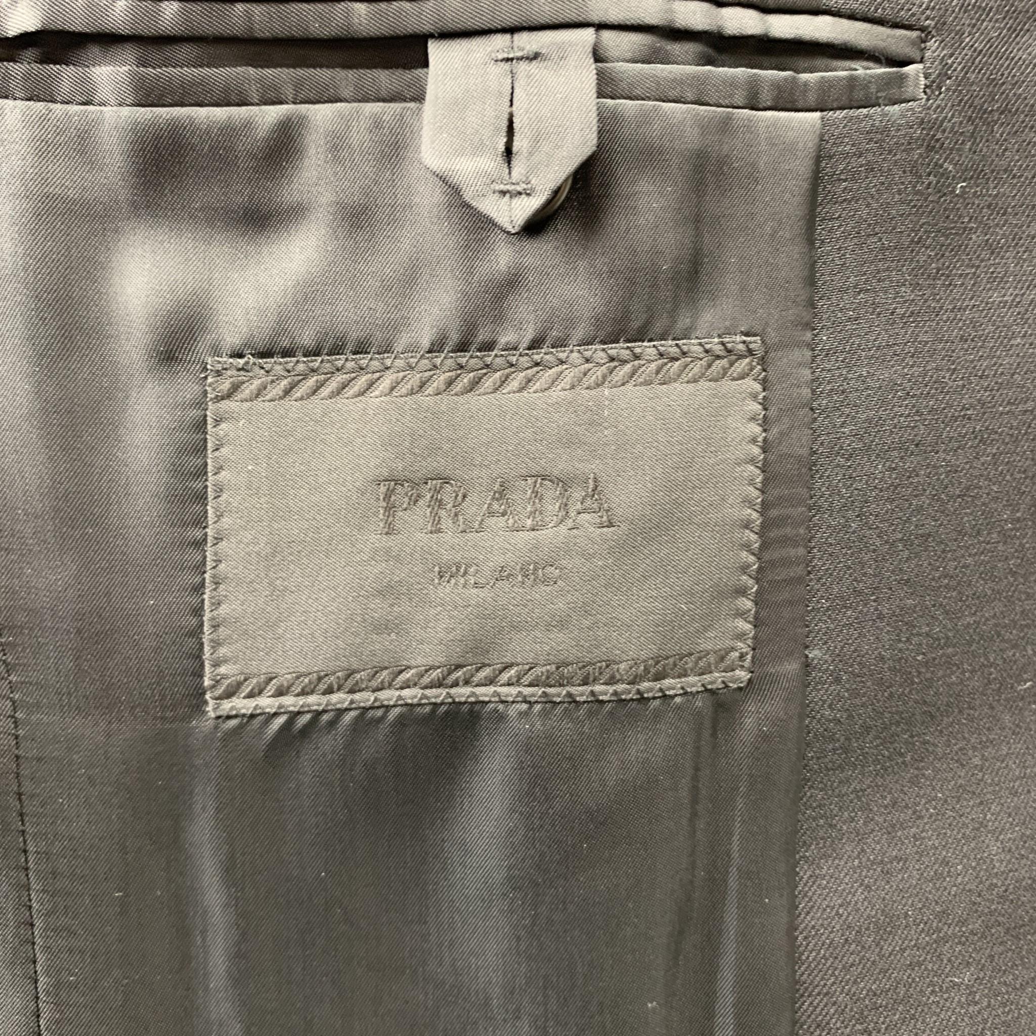 PRADA Size 36 Regular Black Solid Wool / Mohair Shawl Collar Sport Coat In Excellent Condition In San Francisco, CA