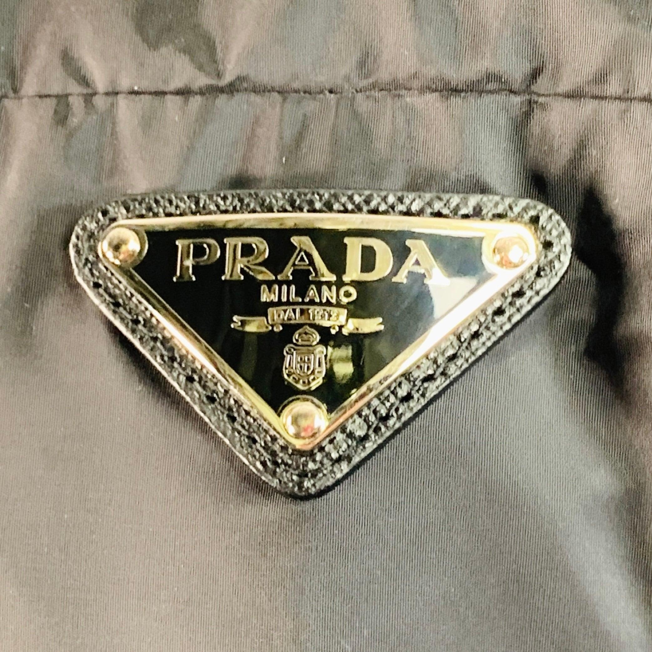 PRADA Size 38 Black Reversible Lambskin Leather Nylon Bomber Jacket In Excellent Condition For Sale In San Francisco, CA
