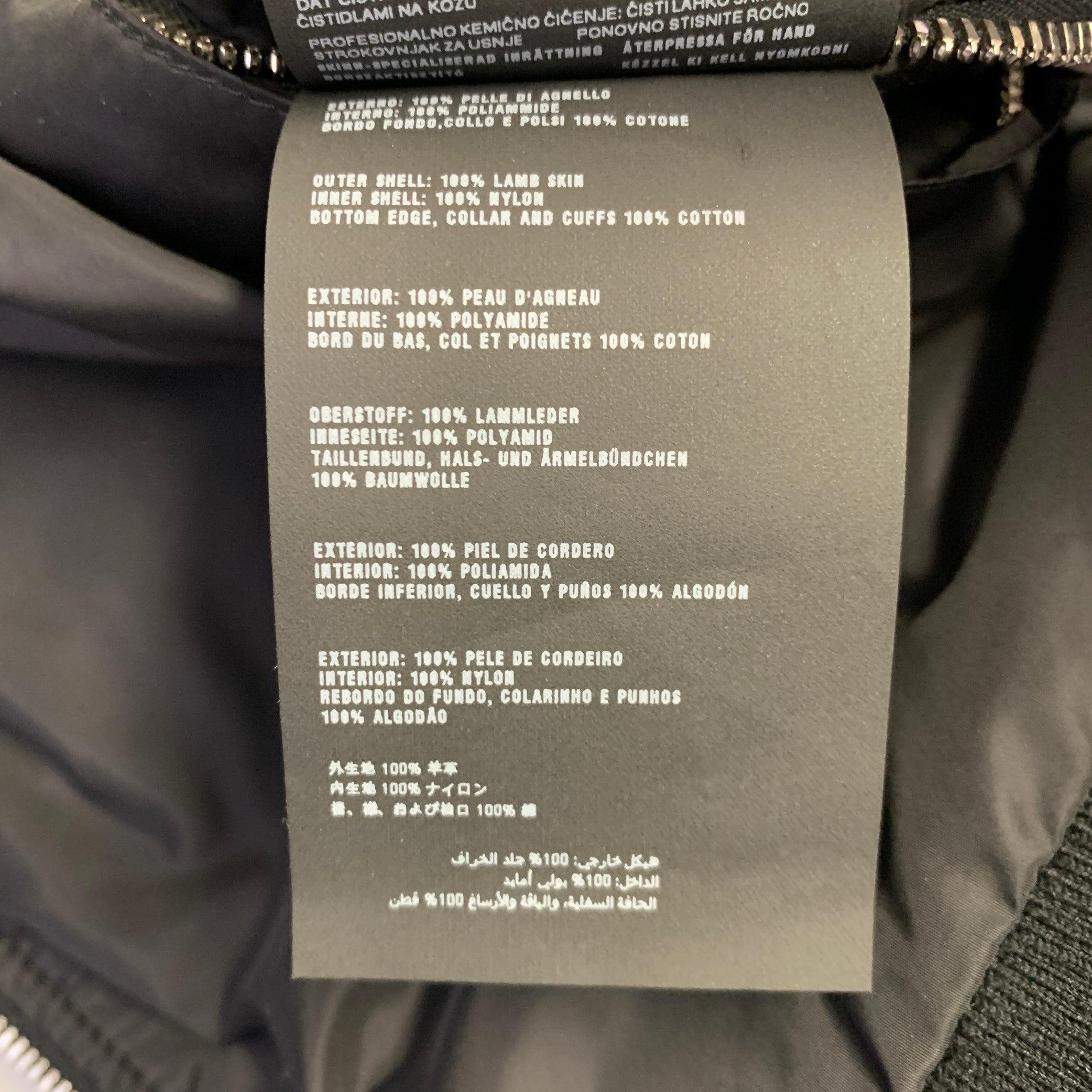 PRADA Size 38 Black Reversible Lambskin Leather Nylon Bomber Jacket For Sale 4