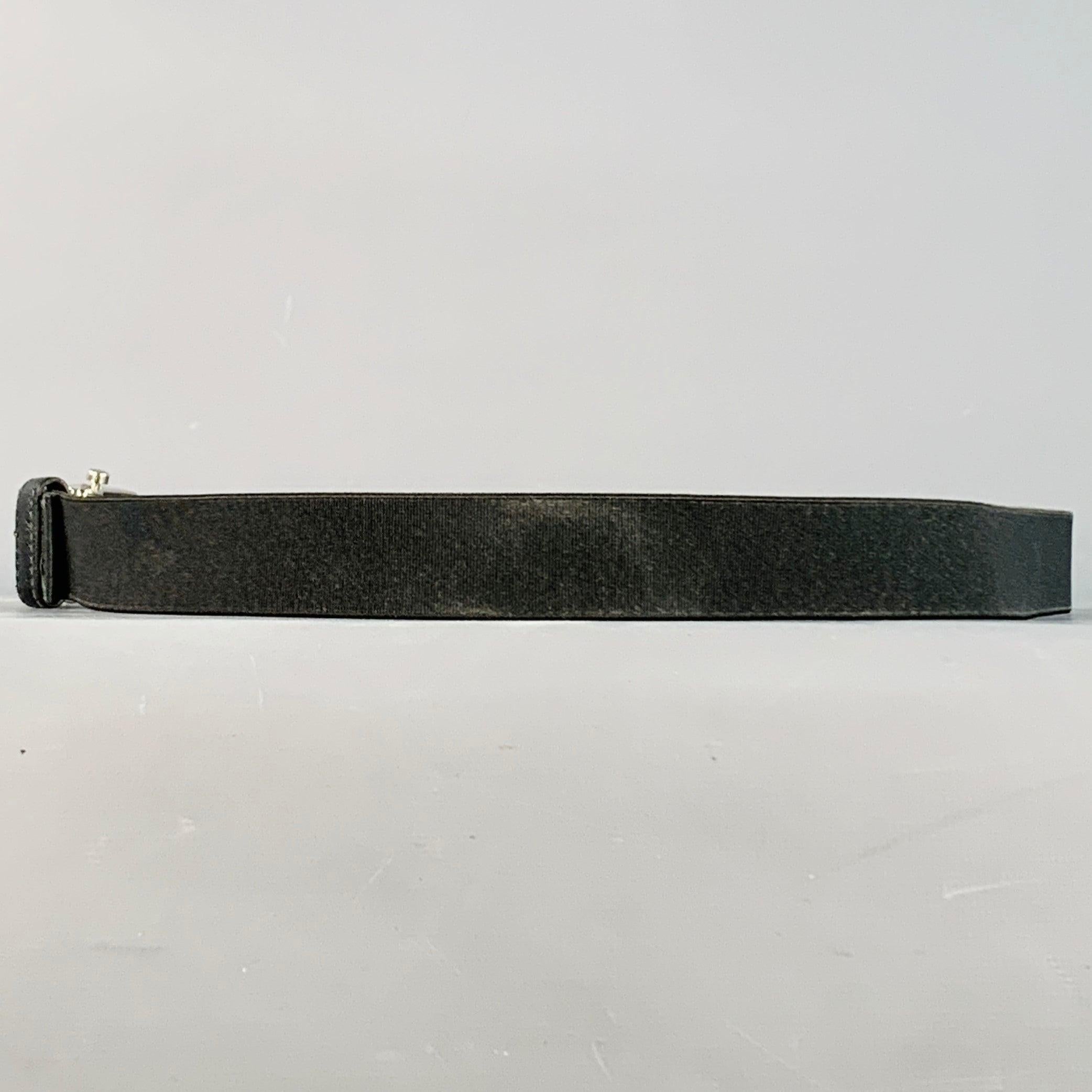 Uomo PRADA Cintura con fibbia a scatola in tela con logo nero e argento taglia 38 in vendita
