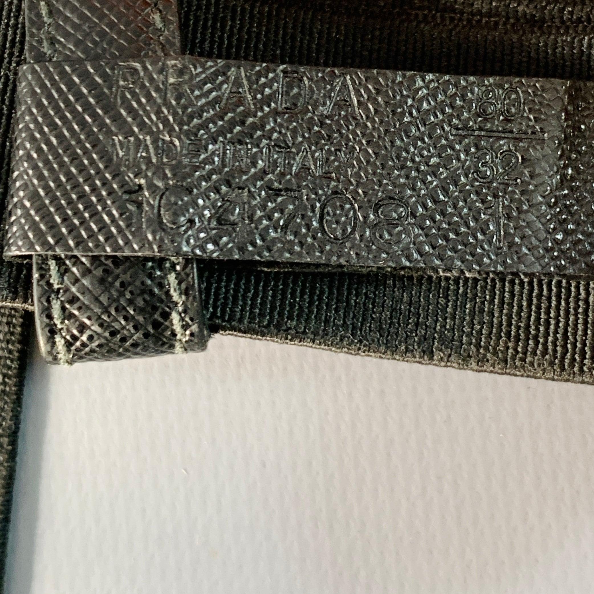 PRADA Cintura con fibbia a scatola in tela con logo nero e argento taglia 38 in vendita 2