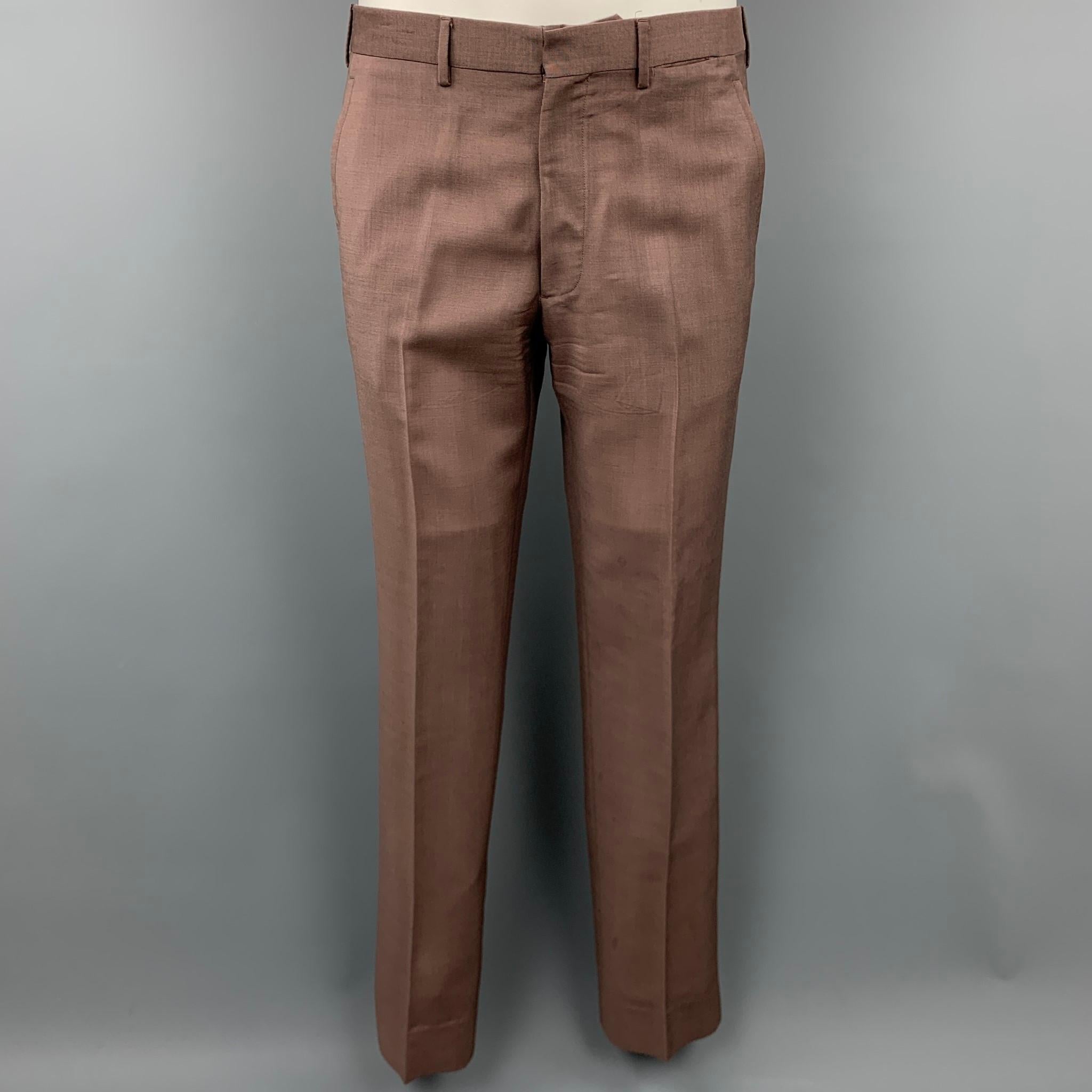 Men's PRADA Size 38 Brown Mohair / Wool Notch Lapel Suit