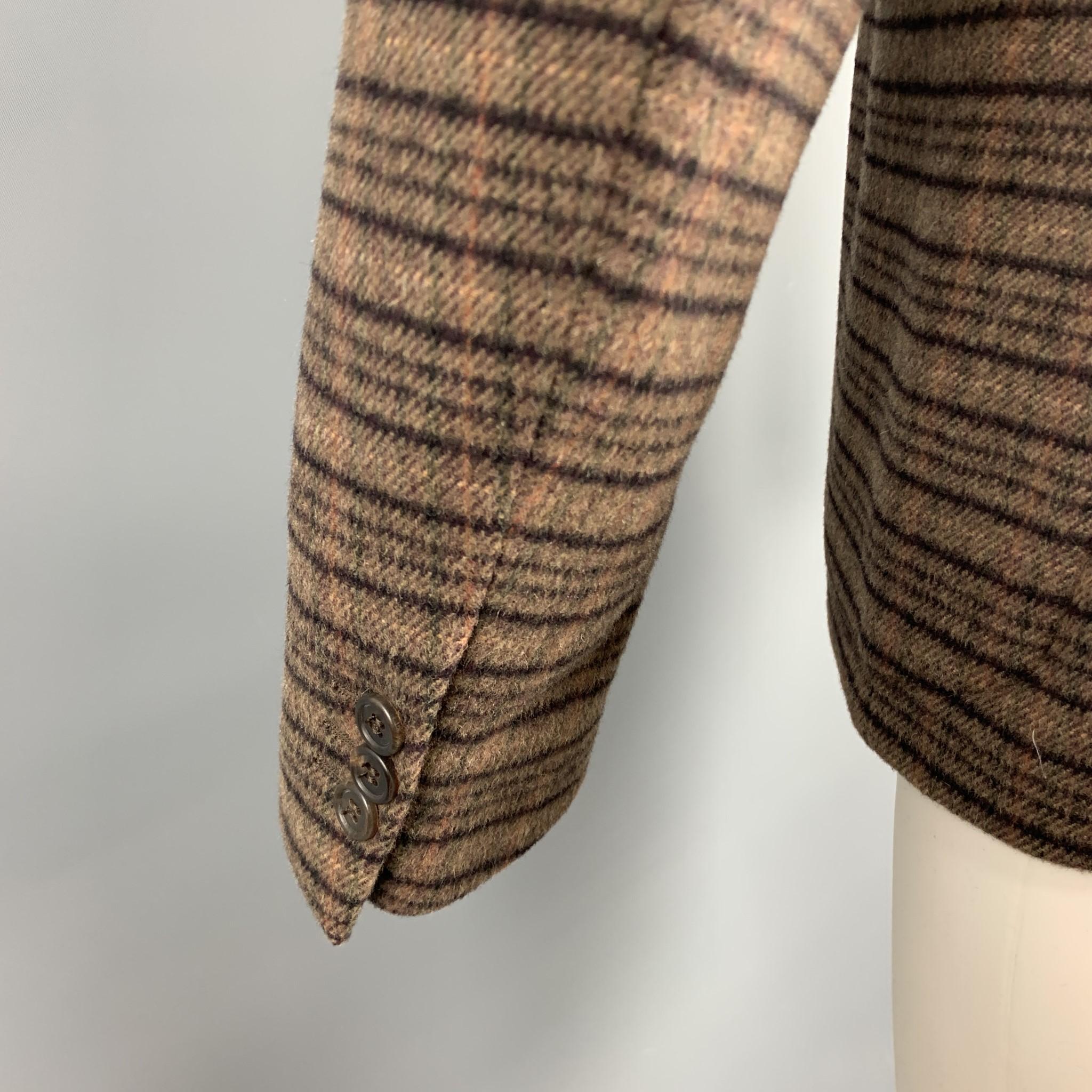 PRADA Size 38 Brown Plaid Lana Wool / Alpaca Notch Lapel Sport Coat In Excellent Condition In San Francisco, CA