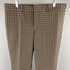 PRADA Size 38 Brown Plaid Nylon Blend Button Fly Dress Pants