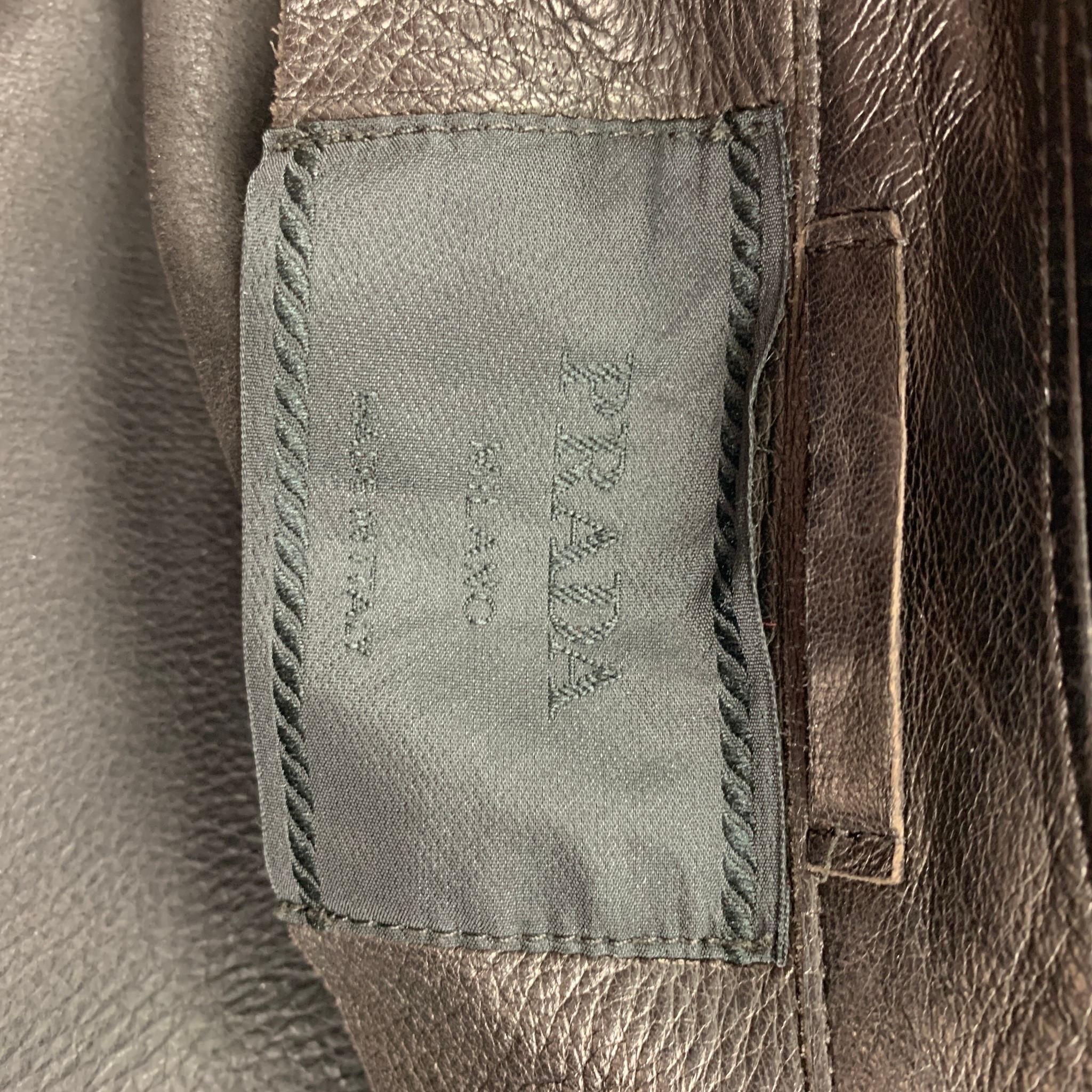 PRADA Size 38 Dark Brown Leather Hidden Snaps Jacket 1