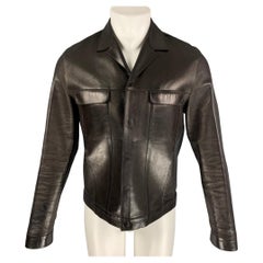 PRADA Size 38 Dark Brown Leather Hidden Snaps Jacket