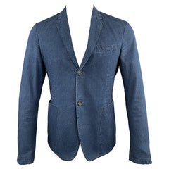 PRADA - Manteau de sport à revers en coton indigo, taille 38