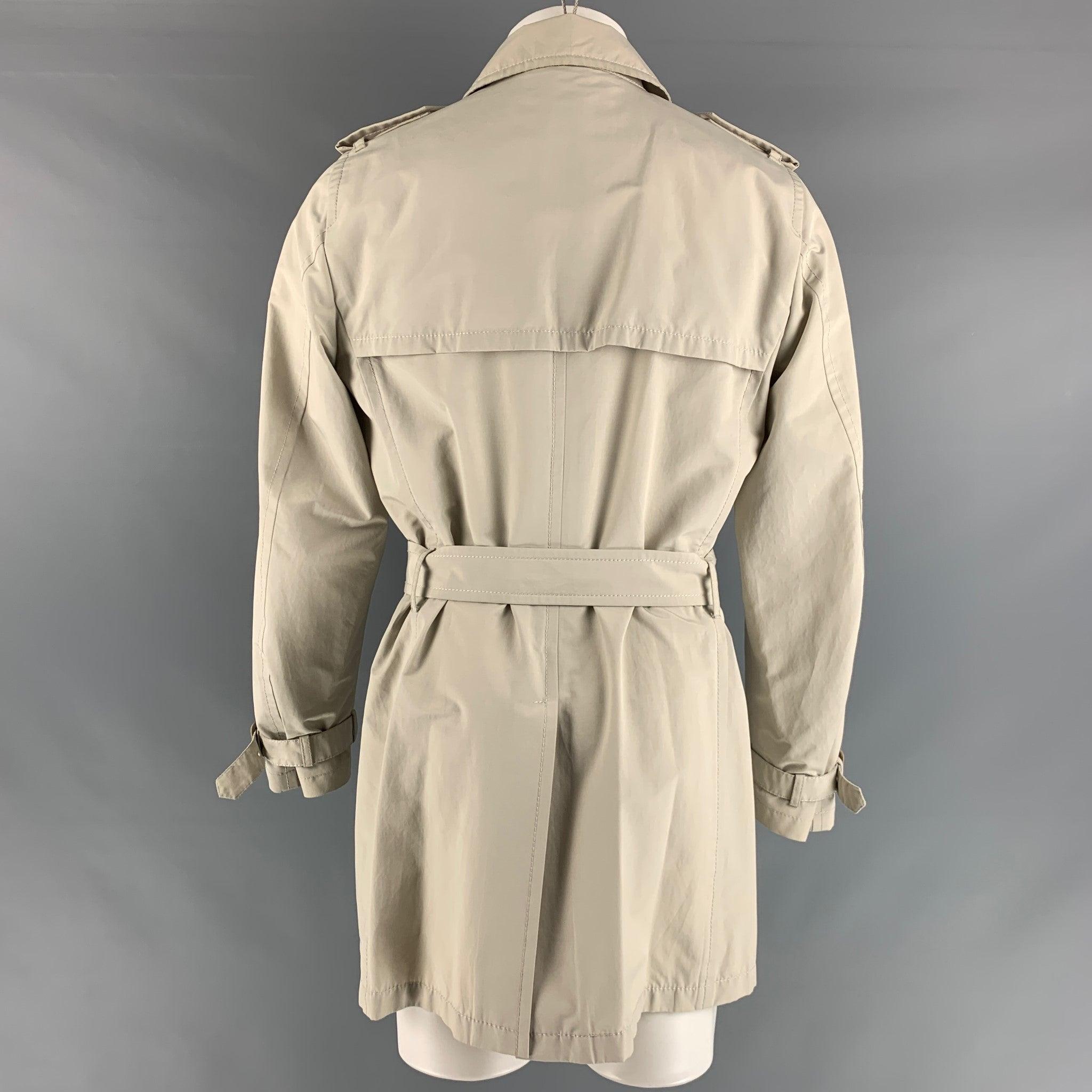 PRADA Size 38 Ivory Solid Cotton Polyester Trench Coat In Good Condition For Sale In San Francisco, CA