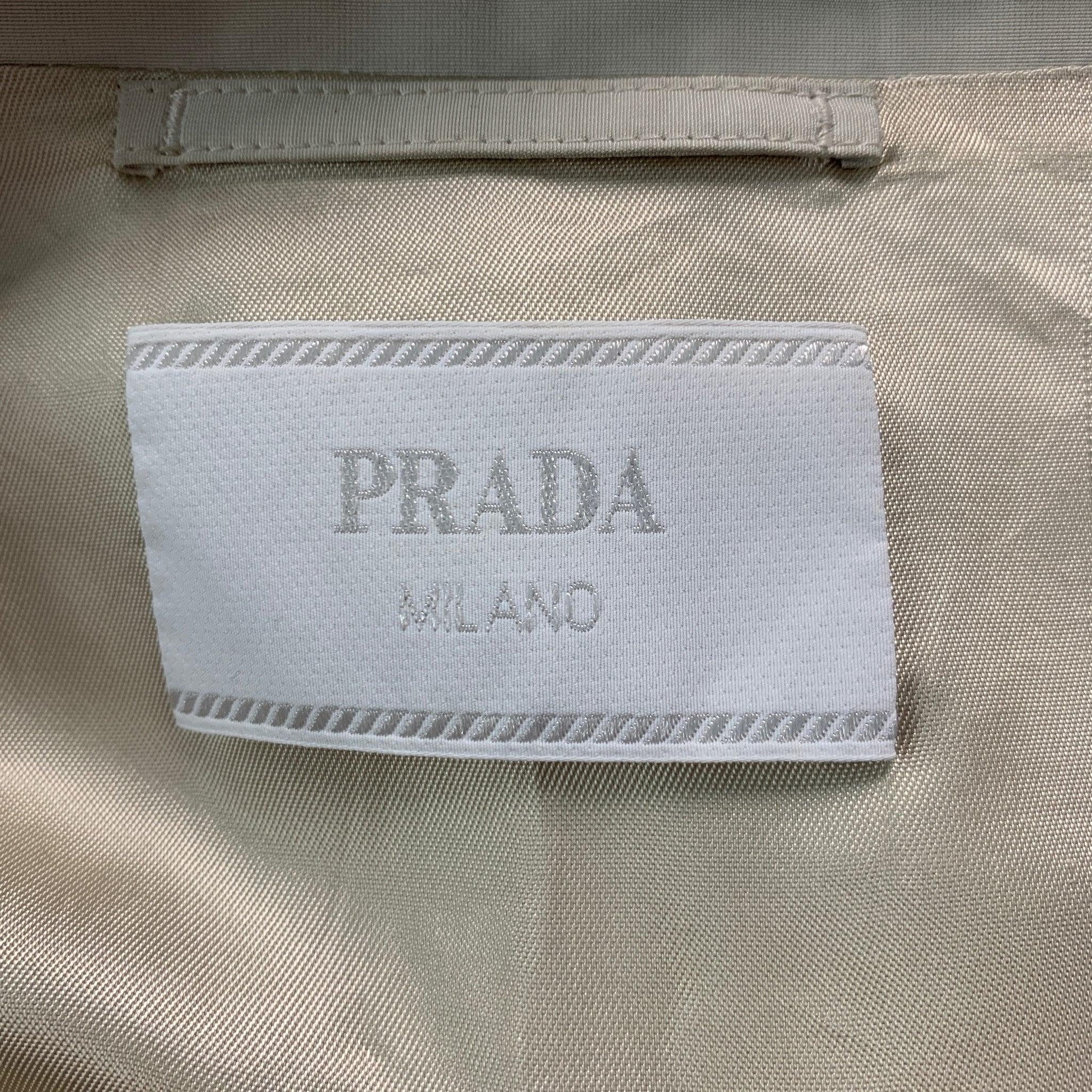 PRADA Größe 38 Elfenbeinfarbener Trenchcoat aus massiver Baumwolle und Polyester im Angebot 3