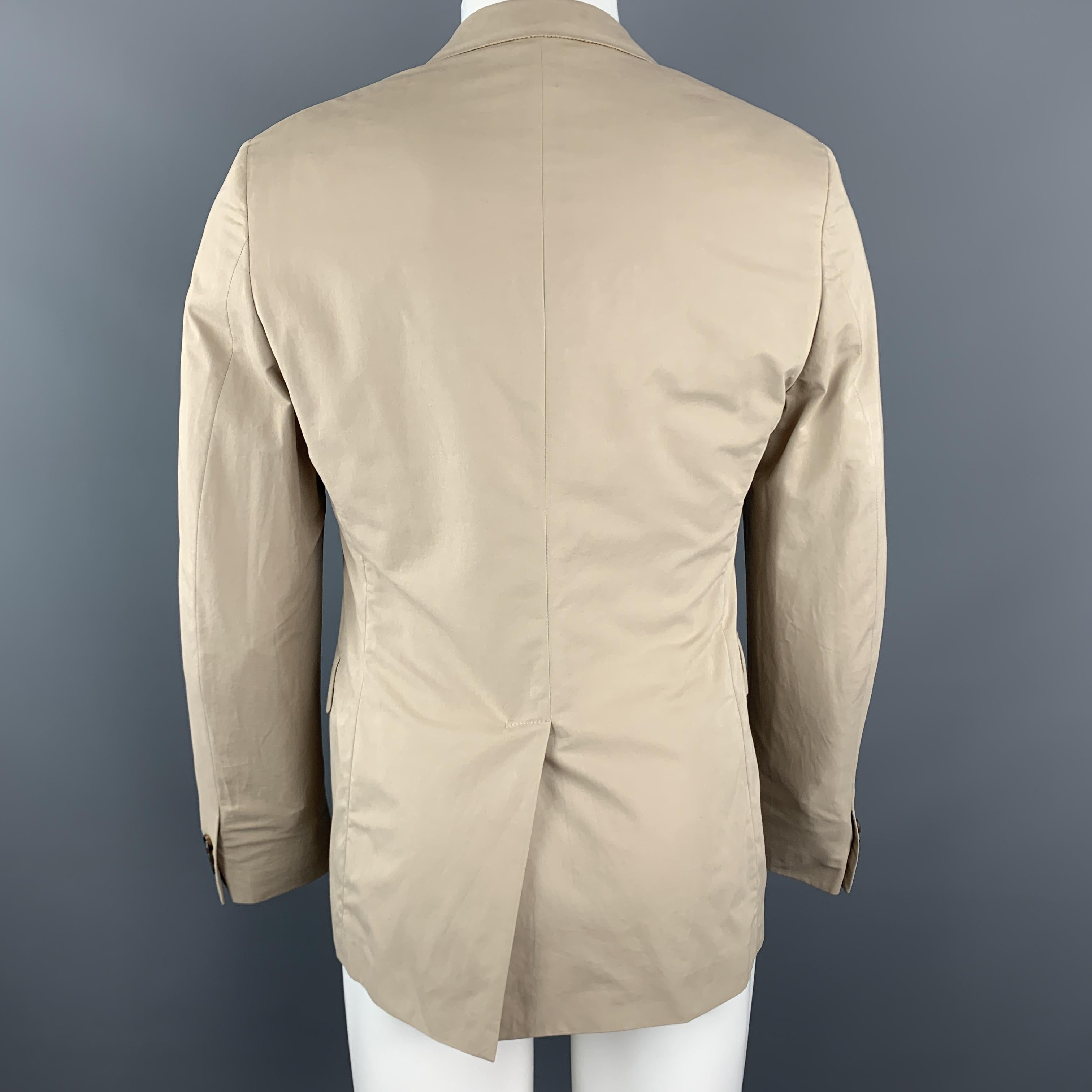 PRADA Size 38 Khaki Beige Cotton Blend Notch Lapel Sport Coat In Fair Condition In San Francisco, CA