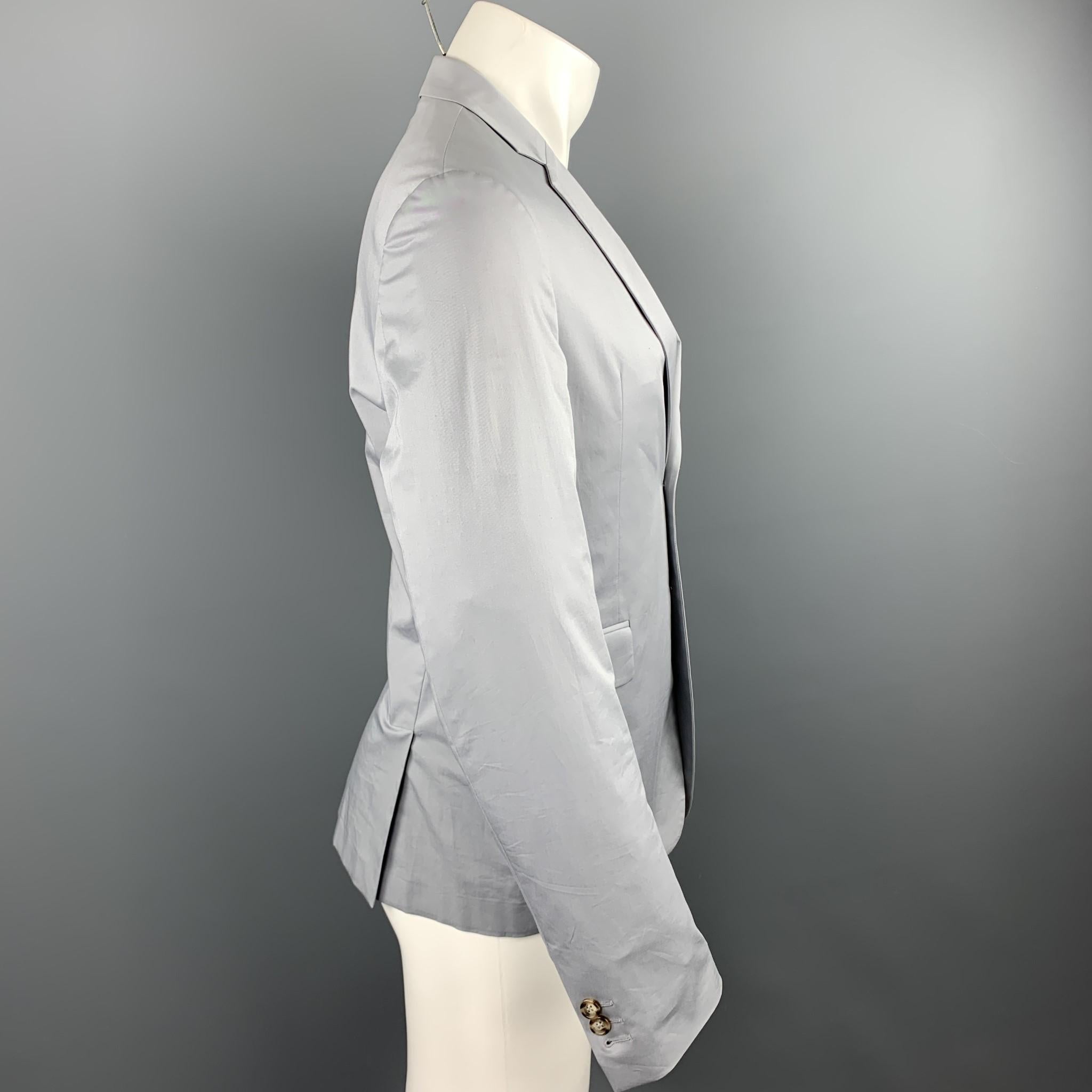 Gray PRADA Size 38 Light Grey Solid Cotton Blend Notch Lapel Sport Coat