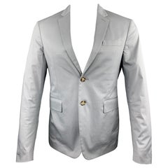 PRADA Size 38 Light Grey Solid Cotton Blend Notch Lapel Sport Coat