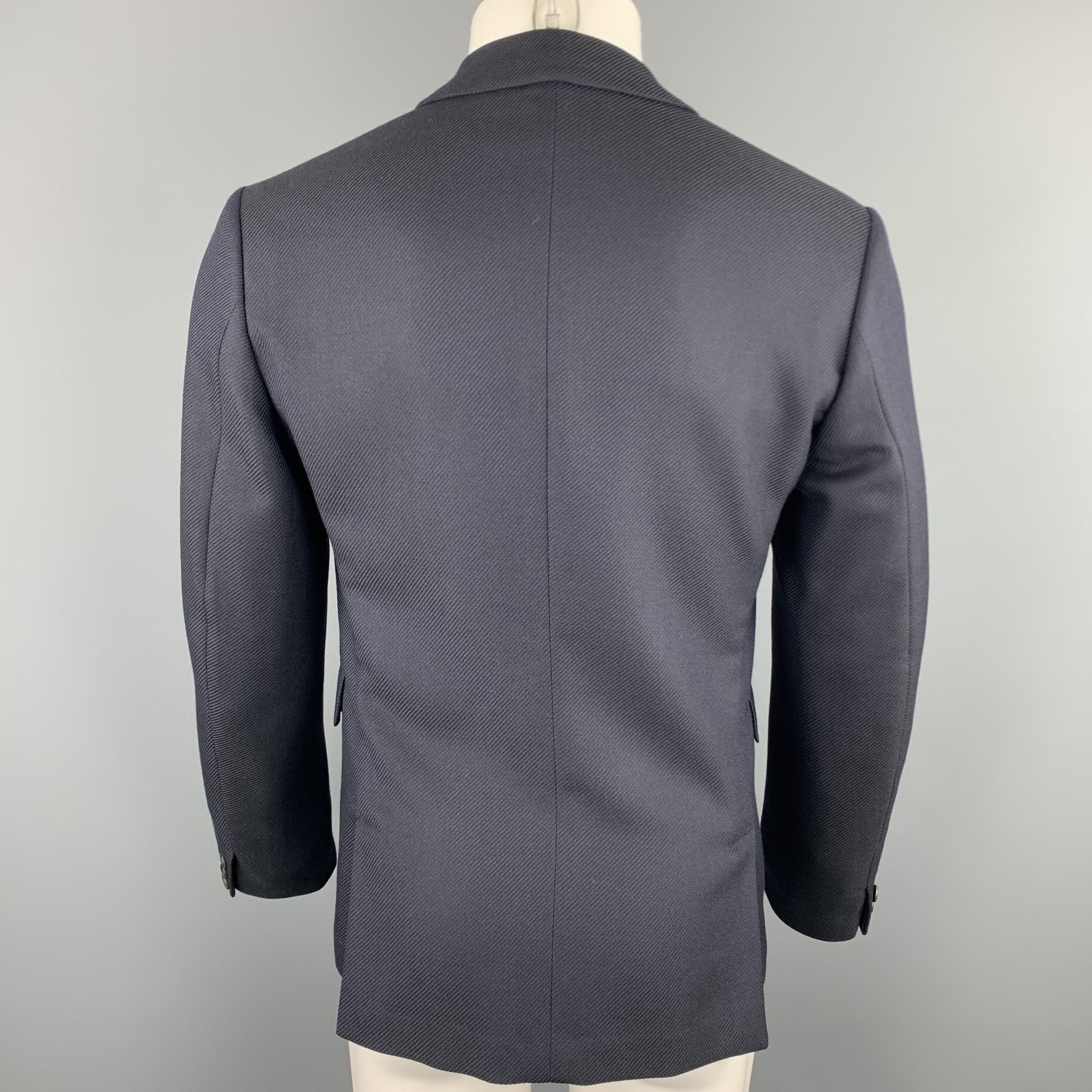 PRADA Size 38 Navy Textured Wool Notch Lapel Sport Coat In Excellent Condition In San Francisco, CA
