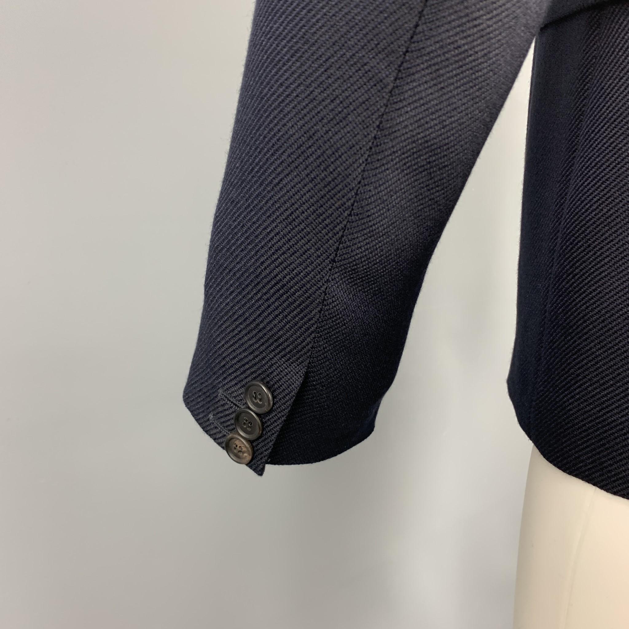 Men's PRADA Size 38 Navy Textured Wool Notch Lapel Sport Coat