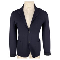 PRADA Size 38 Navy Wool Notch Lapel Sport Coat