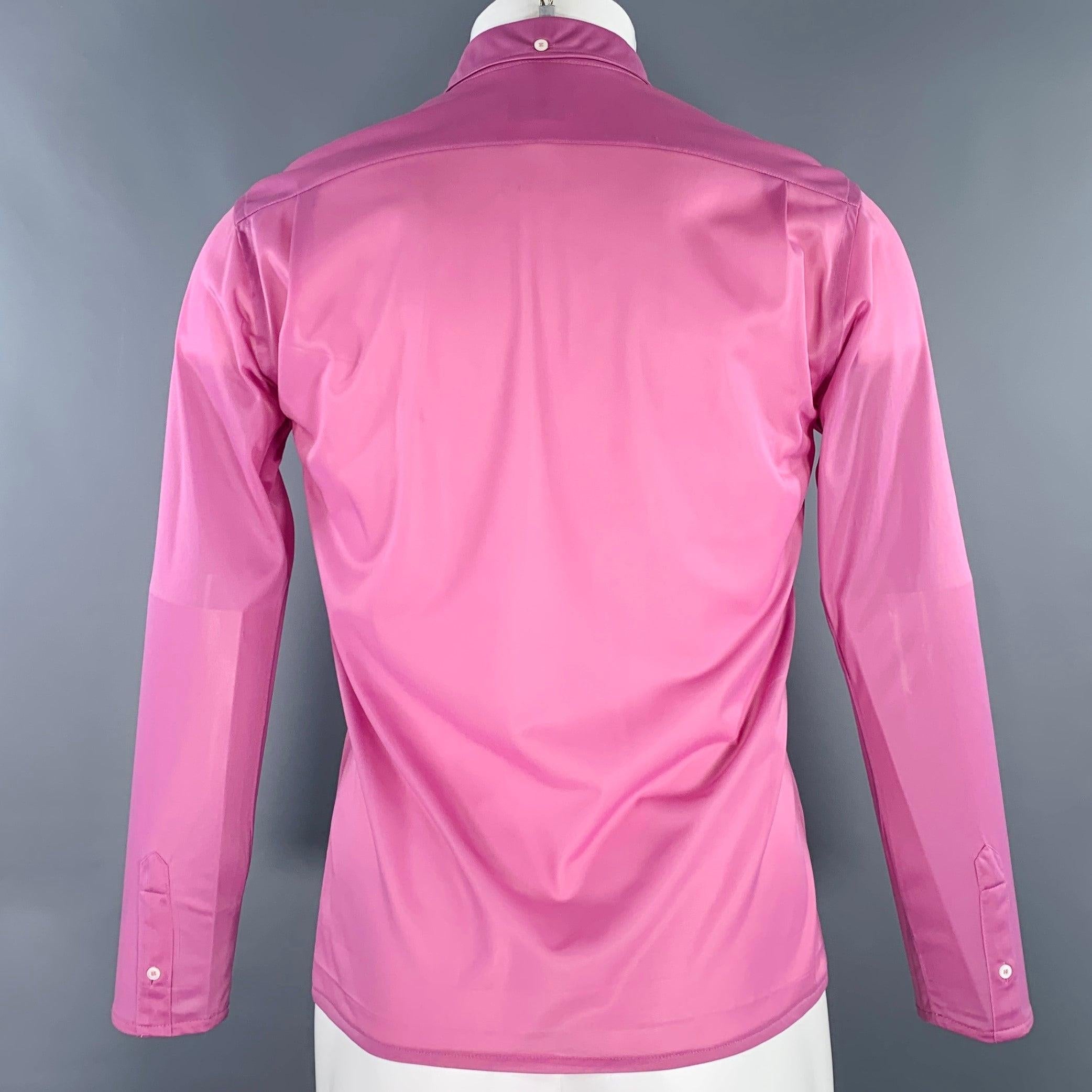 PRADA Size 38 Purple Lilac Ruffle One Pocket Long Sleeve Shirt In Good Condition For Sale In San Francisco, CA